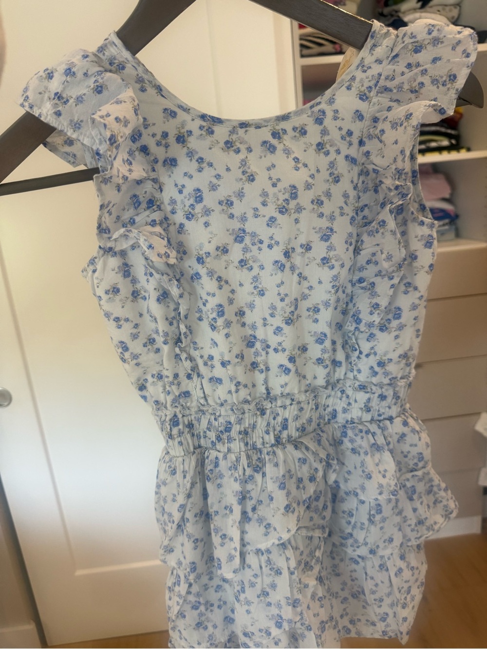 LoveShackFancy Blue Floral Ruffle Dress for Girls